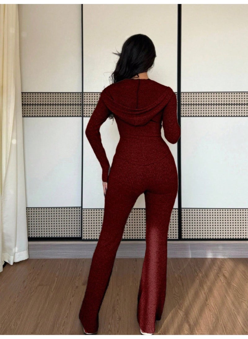 general 2026Slim-fit Autumn-Winter Casual Zip-Up Top and Pants Comfortable Set - Image 2